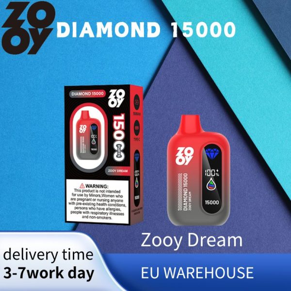 Large inventory in European warehouse ZOOY DIAMOND 15000 diamond scrolling lights disposable display vape - Image 2