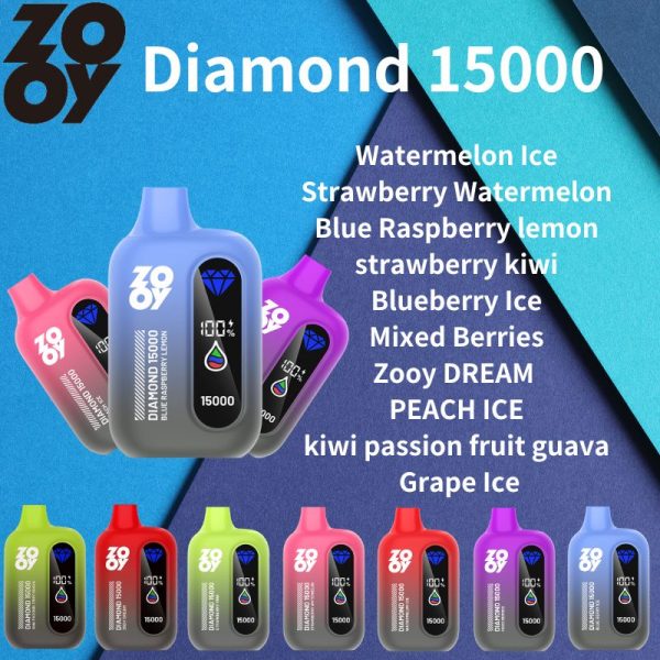 Large inventory in European warehouse ZOOY DIAMOND 15000 diamond scrolling lights disposable display vape