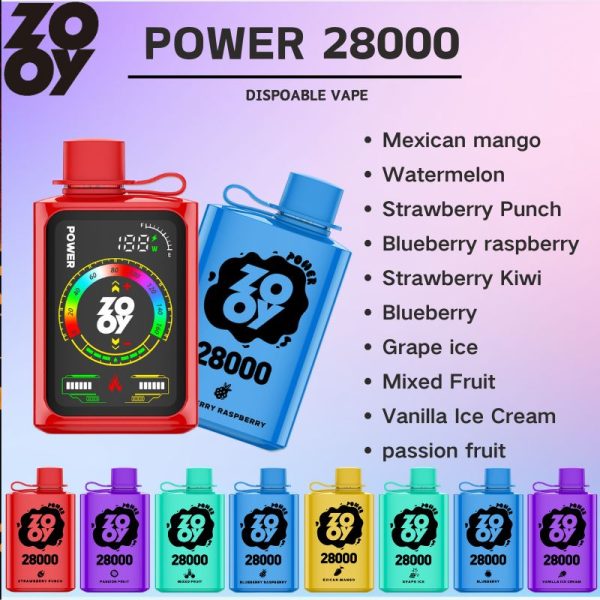 ZOOY POWER 28000 Vape TYPE-C Recharge, Smart Screen, Touch Power, Free Switch, Adjustable for Custom Vaping Delight.